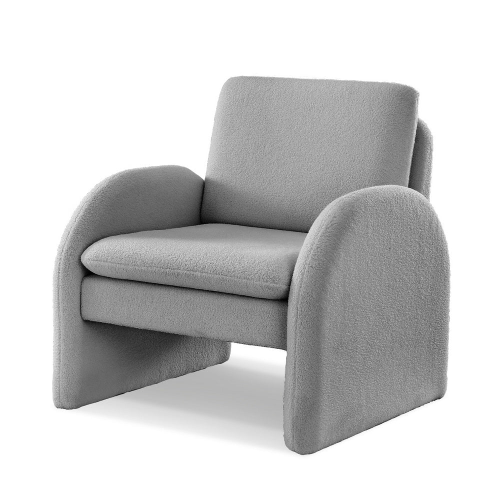 Armchair Accent Chair Lounge Tub Sofa Couch Curved Arm Seat Boucle Grey - Furniture > Bar Stools & Chairs > Arm Chairs & Recliners - Rivercity House & Home Co. (ABN 18 642 972 209) - Affordable Modern Furniture Australia