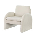 Armchair Accent Chair Lounge Tub Sofa Couch Curved Arm Seat Boucle White