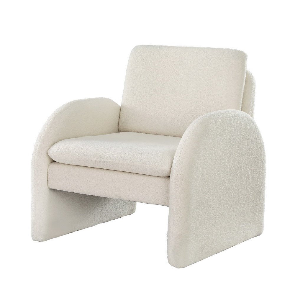 Armchair Accent Chair Lounge Tub Sofa Couch Curved Arm Seat Boucle White - Furniture > Bar Stools & Chairs > Arm Chairs & Recliners - Rivercity House & Home Co. (ABN 18 642 972 209) - Affordable Modern Furniture Australia