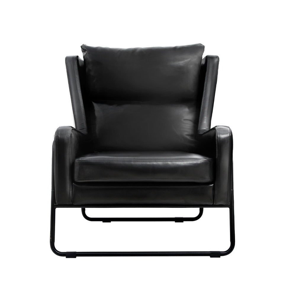 Armchair Accent Chair PU Leather Wingback Black - Furniture > Bar Stools & Chairs > Arm Chairs & Recliners - Rivercity House & Home Co. (ABN 18 642 972 209) - Affordable Modern Furniture Australia