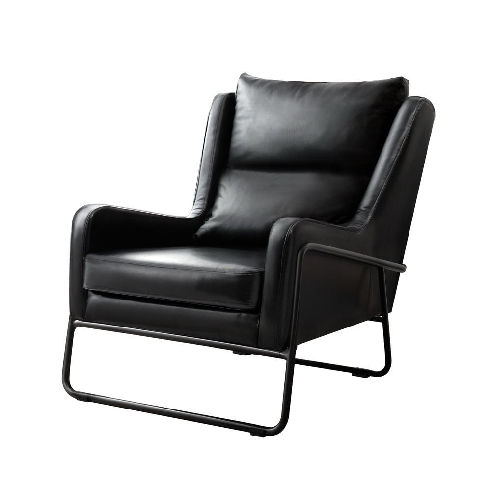 Armchair Accent Chair PU Leather Wingback Black - Furniture > Bar Stools & Chairs > Arm Chairs & Recliners - Rivercity House & Home Co. (ABN 18 642 972 209) - Affordable Modern Furniture Australia