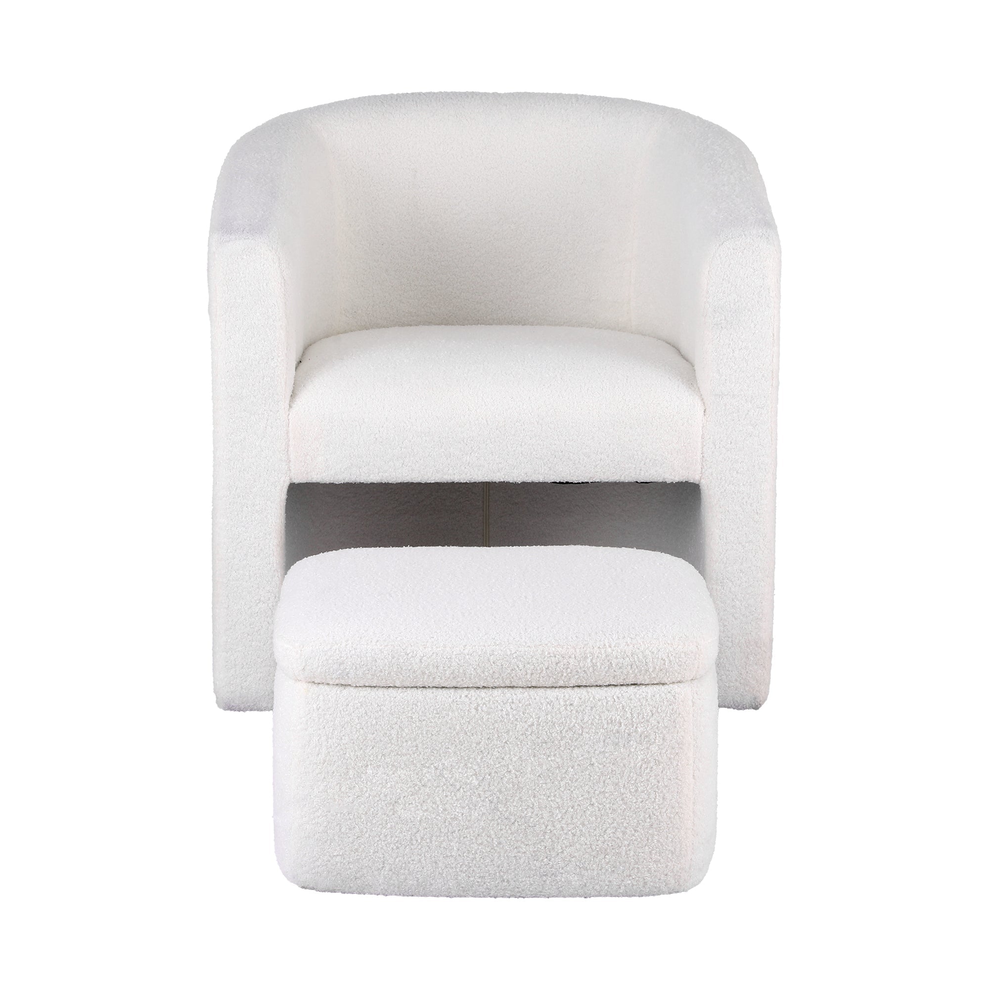 Armchair Accent Chair w/Ottoman Lounge Footrest Storage Boucle White - Furniture > Bar Stools & Chairs > Arm Chairs & Recliners - Rivercity House & Home Co. (ABN 18 642 972 209) - Affordable Modern Furniture Australia
