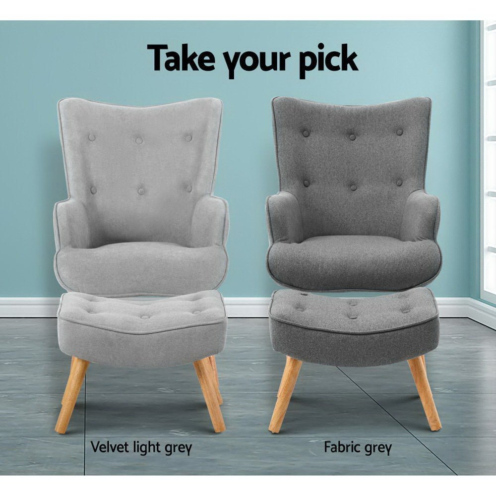 Armchair and Ottoman - Grey - Rivercity House & Home Co. (ABN 18 642 972 209) - Affordable Modern Furniture Australia