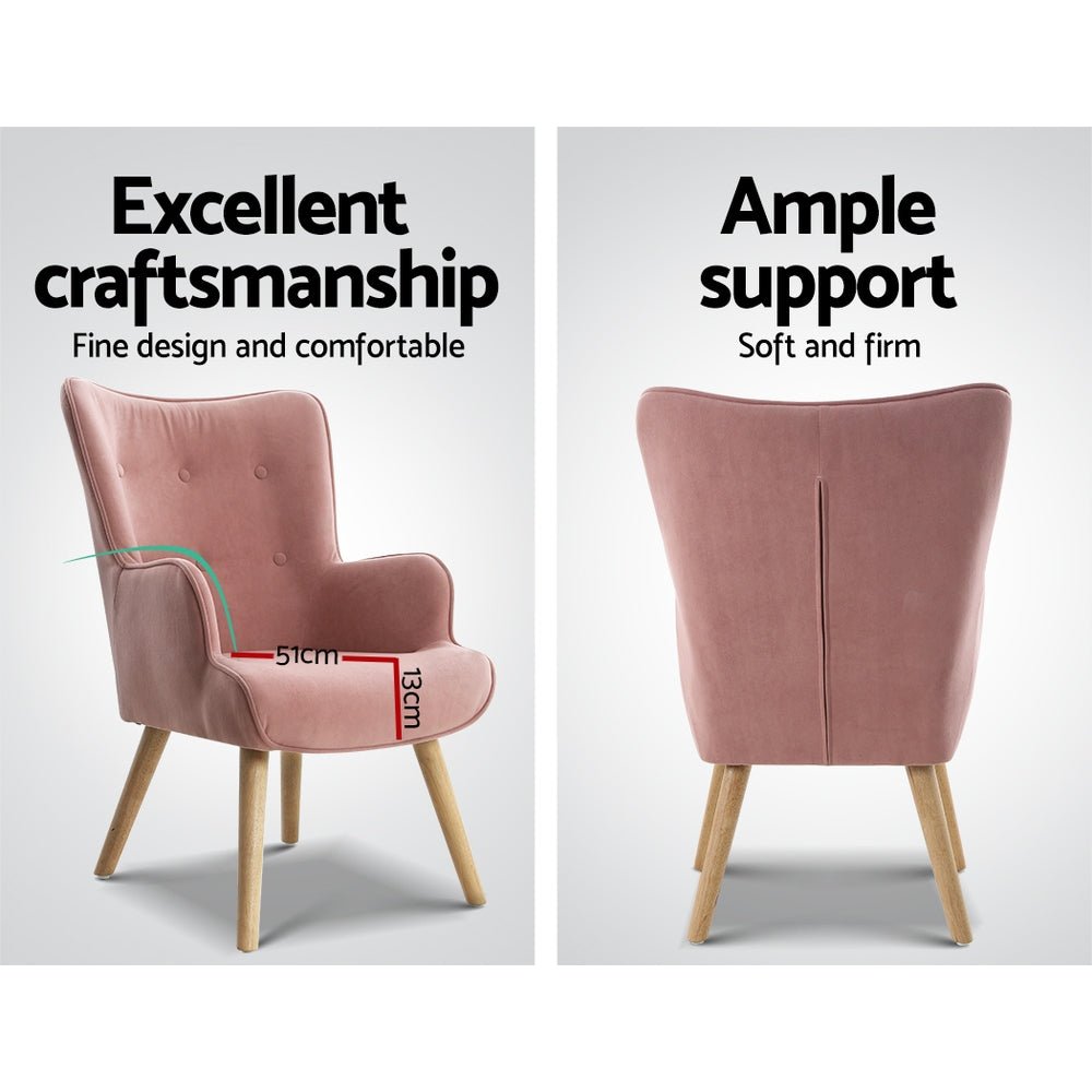 Armchair and Ottoman - Pink - Furniture > Living Room - Rivercity House & Home Co. (ABN 18 642 972 209) - Affordable Modern Furniture Australia