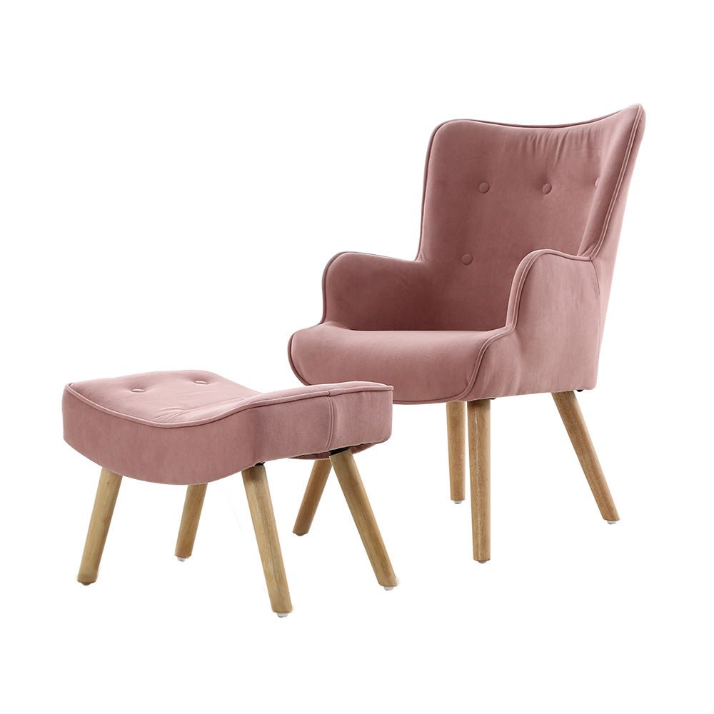 Armchair and Ottoman - Pink - Furniture > Living Room - Rivercity House & Home Co. (ABN 18 642 972 209) - Affordable Modern Furniture Australia