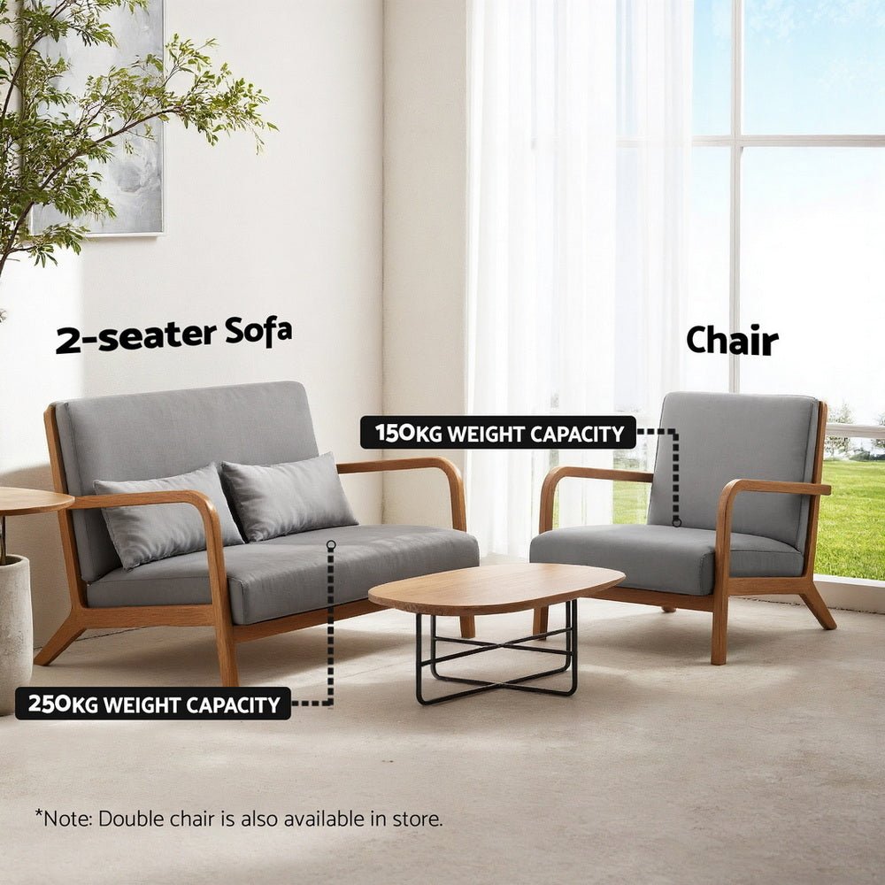 Armchair Fabric Light Grey - Furniture > Bar Stools & Chairs > Arm Chairs & Recliners - Rivercity House & Home Co. (ABN 18 642 972 209) - Affordable Modern Furniture Australia