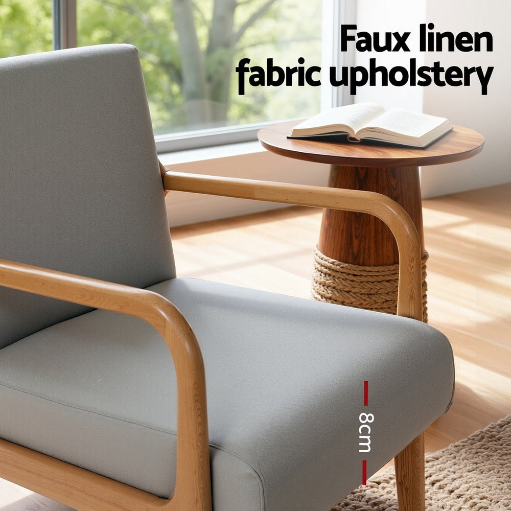 Armchair Fabric Light Grey - Furniture > Bar Stools & Chairs > Arm Chairs & Recliners - Rivercity House & Home Co. (ABN 18 642 972 209) - Affordable Modern Furniture Australia