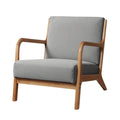 Olive Armchair with Plush Padding and Rubber Wood Legs - Light Grey