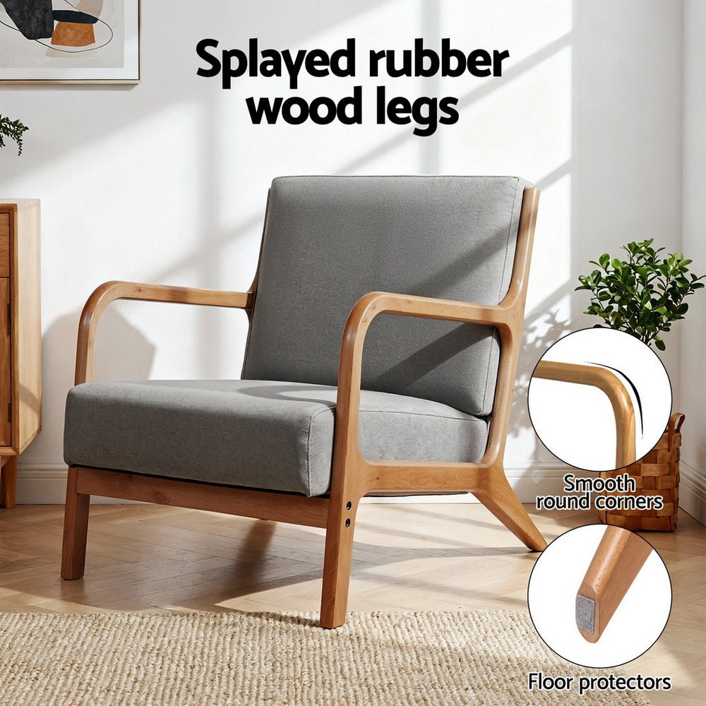 Armchair Fabric Light Grey - Furniture > Bar Stools & Chairs > Arm Chairs & Recliners - Rivercity House & Home Co. (ABN 18 642 972 209) - Affordable Modern Furniture Australia