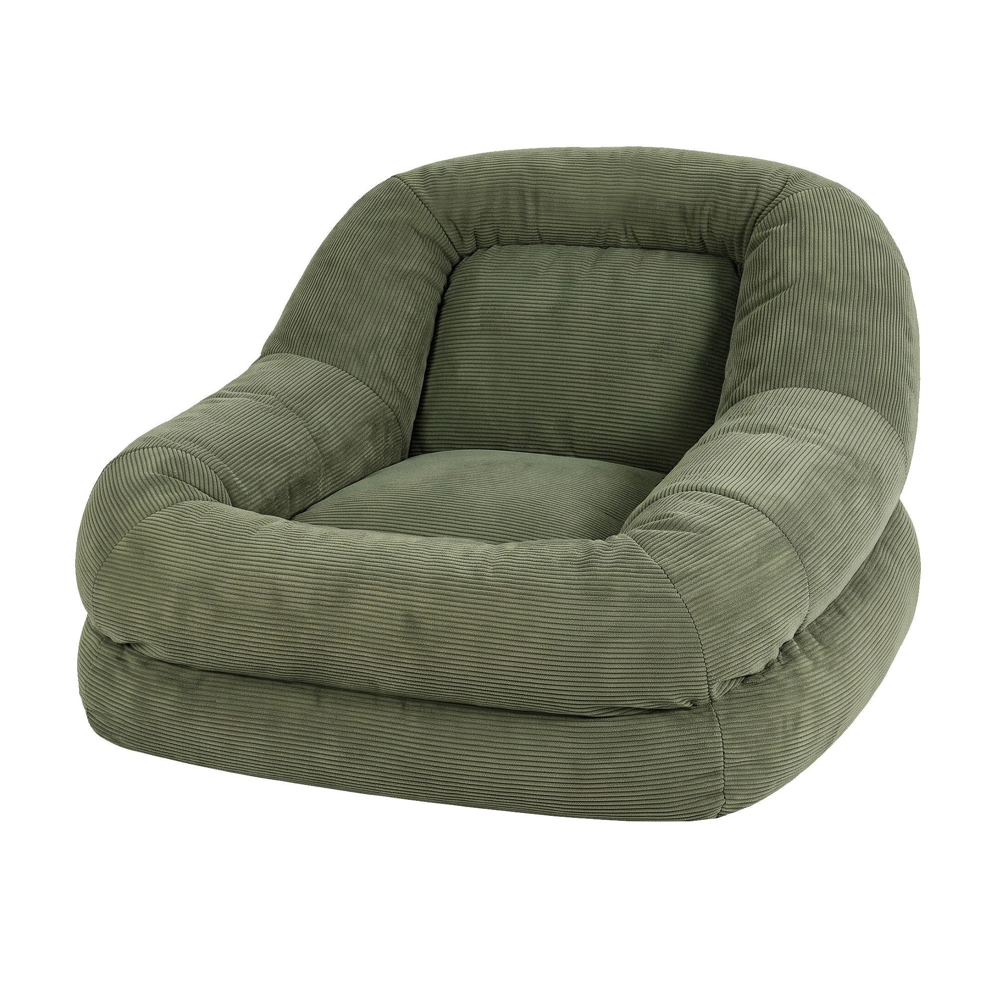 Armchair Floor Chair Couch Recliner 1 Seater Cloud Chaise Lounge Corduroy Green - Furniture > Bar Stools & Chairs > Arm Chairs & Recliners - Rivercity House & Home Co. (ABN 18 642 972 209) - Affordable Modern Furniture Australia