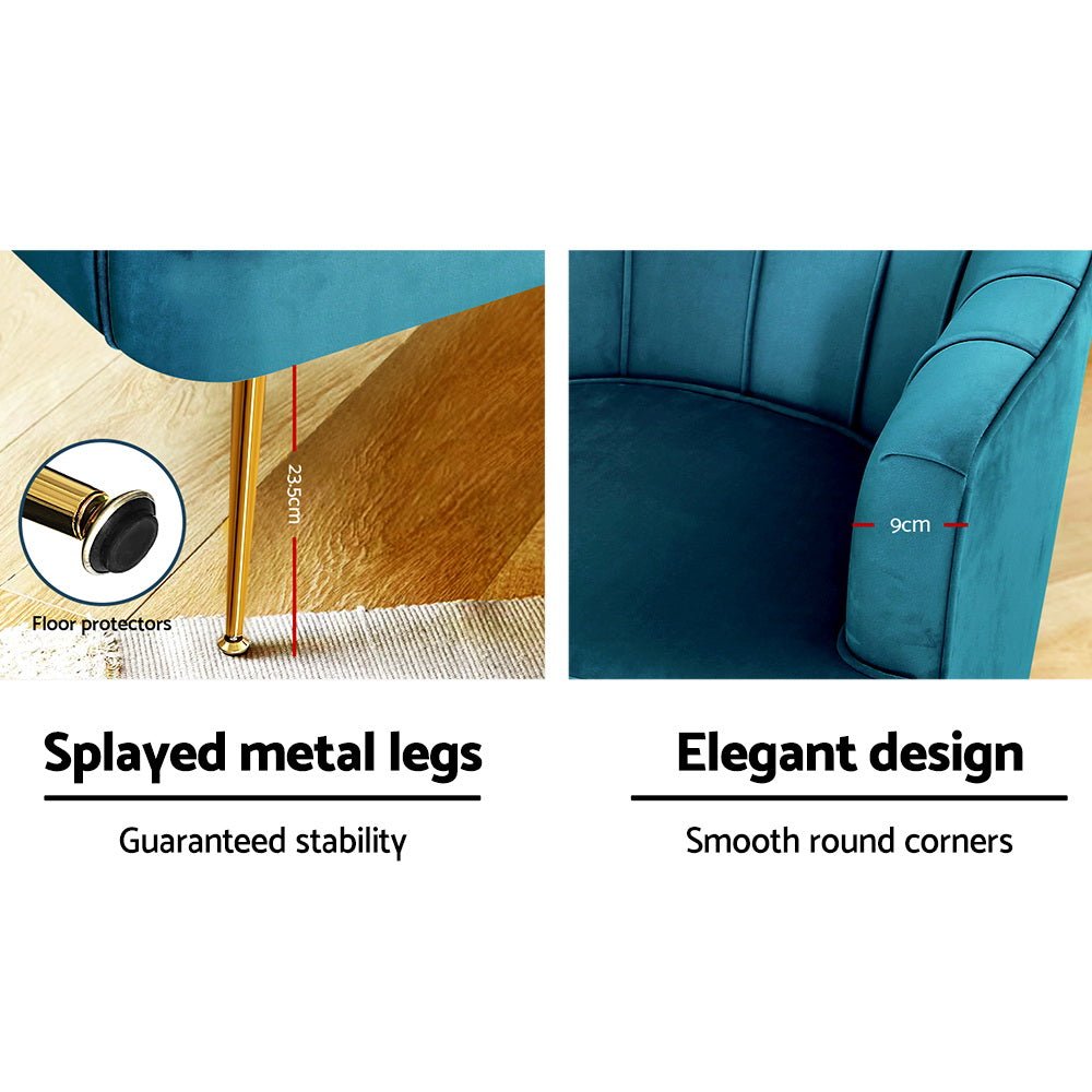 Armchair Lounge Accent Chair Velvet Navy - Rivercity House & Home Co. (ABN 18 642 972 209) - Affordable Modern Furniture Australia