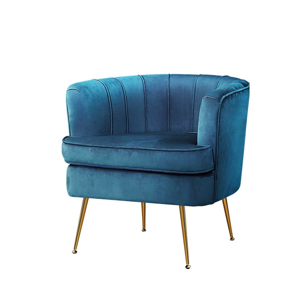 Armchair Lounge Accent Chair Velvet Navy - Rivercity House & Home Co. (ABN 18 642 972 209) - Affordable Modern Furniture Australia