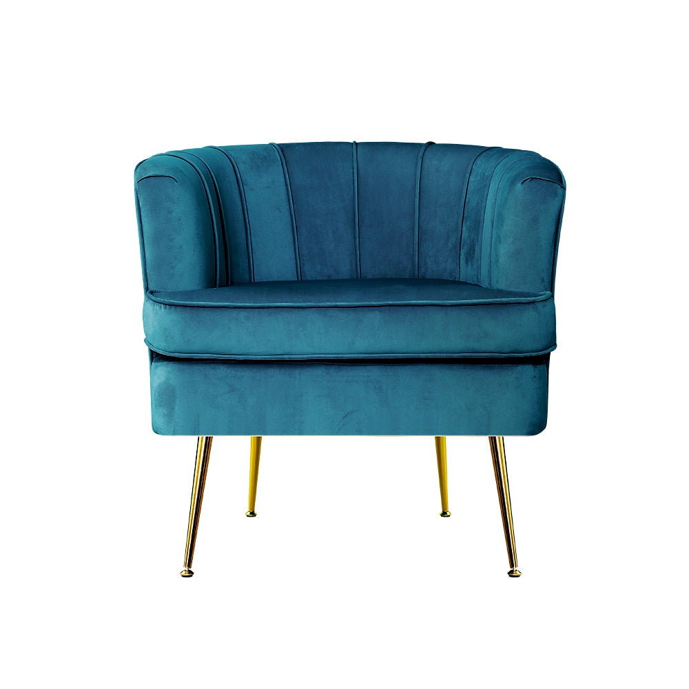 Armchair Lounge Accent Chair Velvet Navy - Rivercity House & Home Co. (ABN 18 642 972 209) - Affordable Modern Furniture Australia