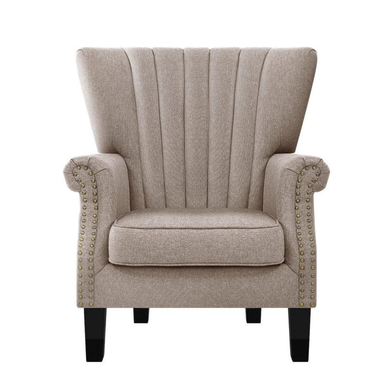 Armchair Lounge Chair Accent Chairs Armchairs Fabric Single Sofa Beige - Rivercity House & Home Co. (ABN 18 642 972 209) - Affordable Modern Furniture Australia