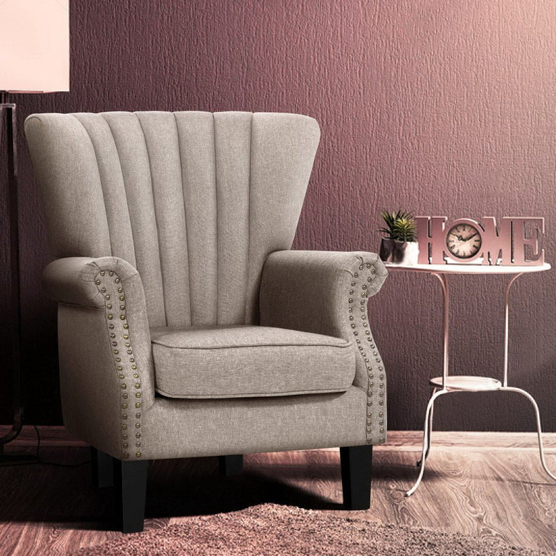 Armchair Lounge Chair Accent Chairs Armchairs Fabric Single Sofa Beige - Rivercity House & Home Co. (ABN 18 642 972 209) - Affordable Modern Furniture Australia