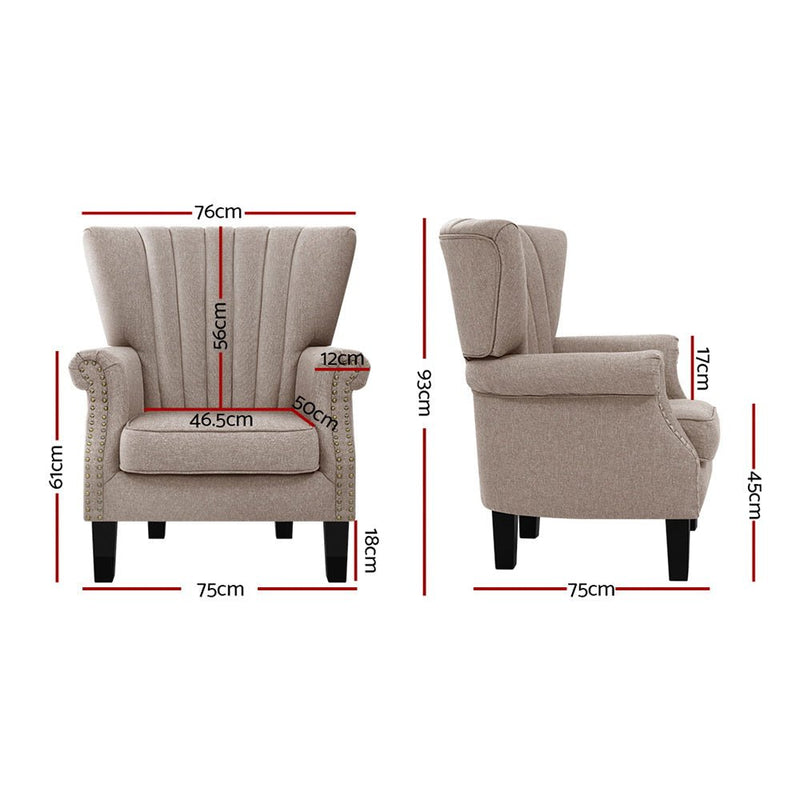 Armchair Lounge Chair Accent Chairs Armchairs Fabric Single Sofa Beige - Rivercity House & Home Co. (ABN 18 642 972 209) - Affordable Modern Furniture Australia