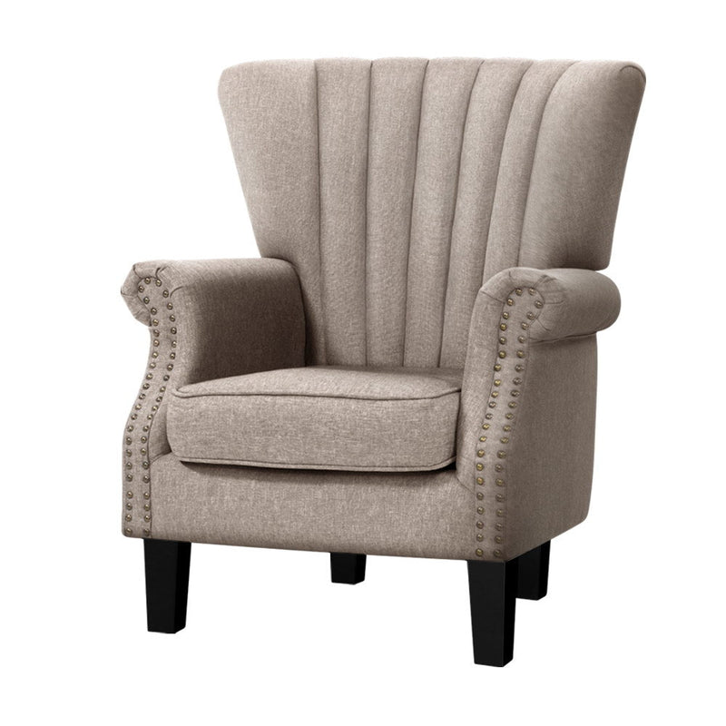 Armchair Lounge Chair Accent Chairs Armchairs Fabric Single Sofa Beige - Rivercity House & Home Co. (ABN 18 642 972 209) - Affordable Modern Furniture Australia