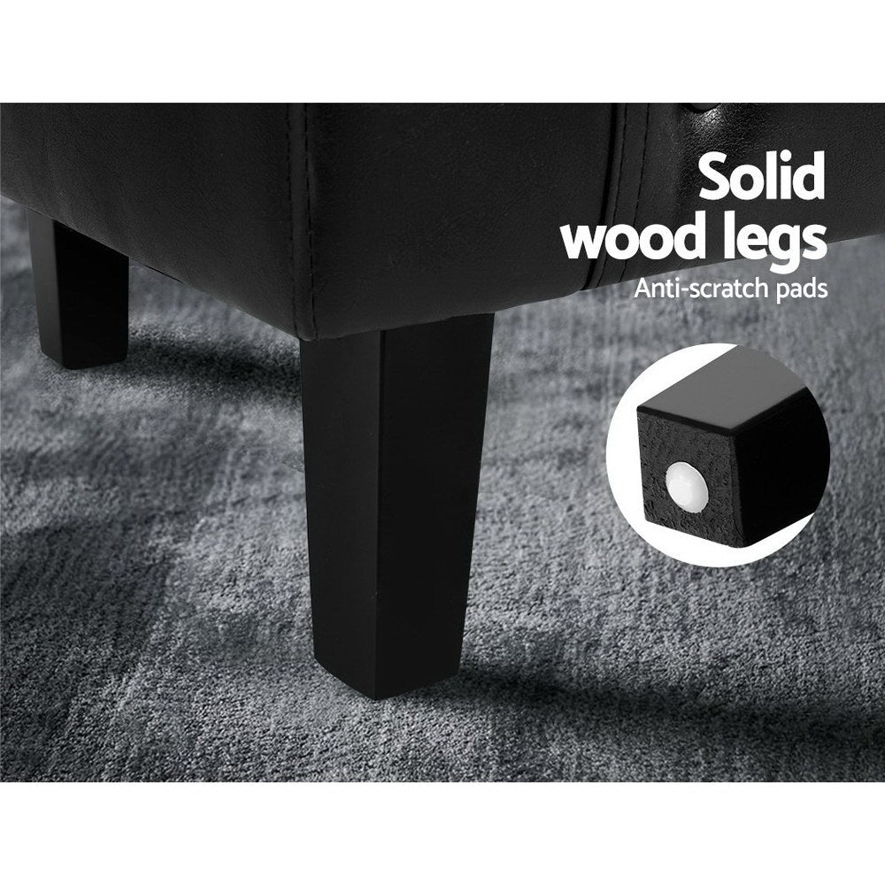 Armchair Set with Ottoman Black Ava - Furniture > Bar Stools & Chairs > Arm Chairs & Recliners - Rivercity House & Home Co. (ABN 18 642 972 209) - Affordable Modern Furniture Australia