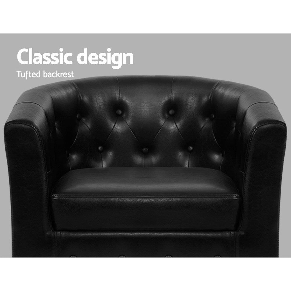 Armchair Set with Ottoman Black Ava - Furniture > Bar Stools & Chairs > Arm Chairs & Recliners - Rivercity House & Home Co. (ABN 18 642 972 209) - Affordable Modern Furniture Australia
