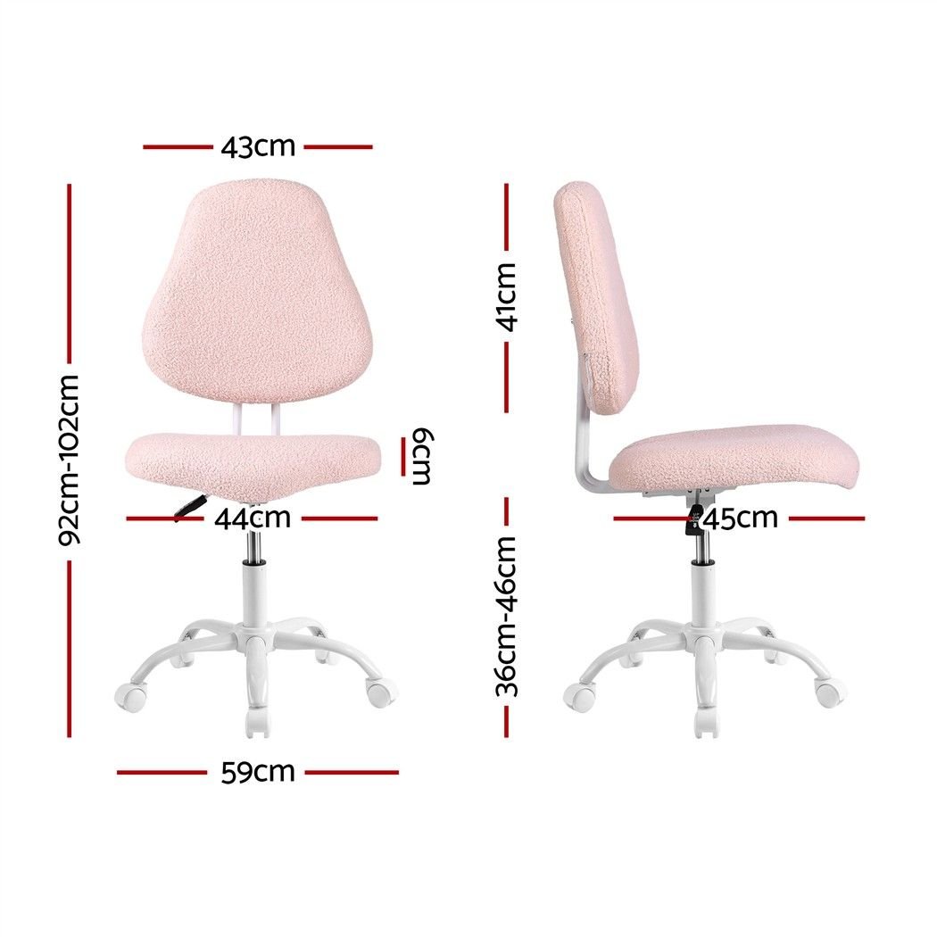 Armless Ergonomic Office Chair with Height Adjustment and Soft Fleece Upholstery - Pink - Furniture > Office > Office & Desk Chairs - Rivercity House & Home Co. (ABN 18 642 972 209) - Affordable Modern Furniture Australia