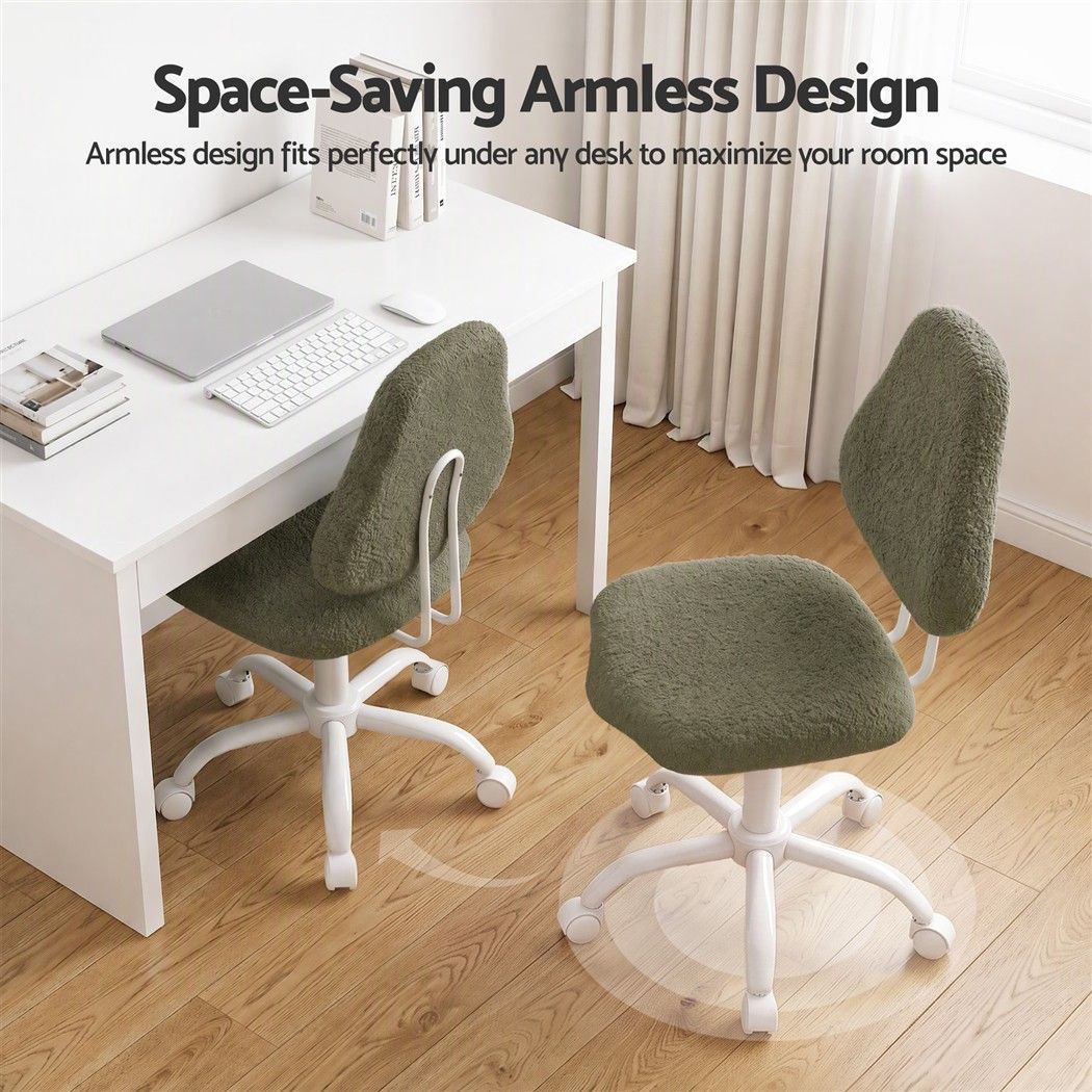 Armless Ergonomic Office Chair with Soft Fleece Upholstery and Height Adjustment - Green - Furniture > Office > Office & Desk Chairs - Rivercity House & Home Co. (ABN 18 642 972 209) - Affordable Modern Furniture Australia