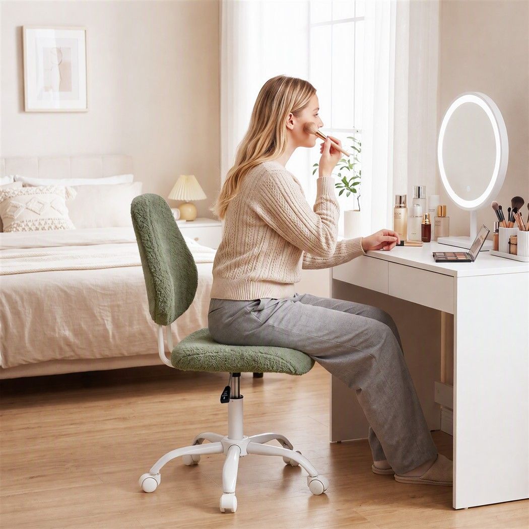 Armless Ergonomic Office Chair with Soft Fleece Upholstery and Height Adjustment - Green - Furniture > Office > Office & Desk Chairs - Rivercity House & Home Co. (ABN 18 642 972 209) - Affordable Modern Furniture Australia