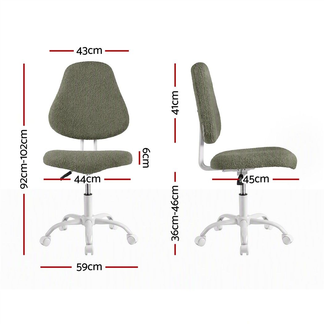 Armless Ergonomic Office Chair with Soft Fleece Upholstery and Height Adjustment - Green - Furniture > Office > Office & Desk Chairs - Rivercity House & Home Co. (ABN 18 642 972 209) - Affordable Modern Furniture Australia