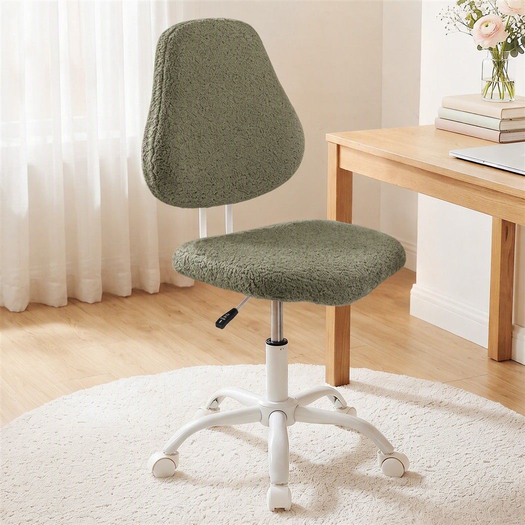 Armless Ergonomic Office Chair with Soft Fleece Upholstery and Height Adjustment - Green - Furniture > Office > Office & Desk Chairs - Rivercity House & Home Co. (ABN 18 642 972 209) - Affordable Modern Furniture Australia