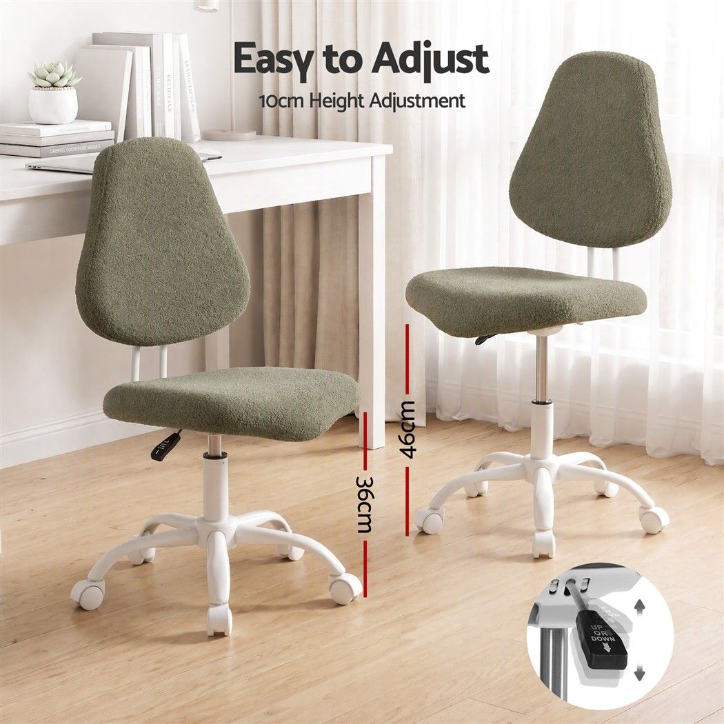 Armless Ergonomic Office Chair with Soft Fleece Upholstery and Height Adjustment - Green - Furniture > Office > Office & Desk Chairs - Rivercity House & Home Co. (ABN 18 642 972 209) - Affordable Modern Furniture Australia