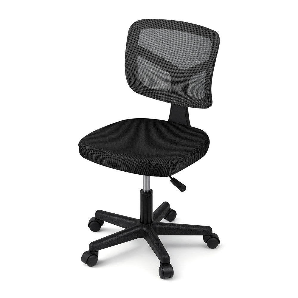 Armless Office Chair with Wheels, Ergonomic 360° Swivel Home Office Desk Chair, Height Adjustable Computer Task Chair with Fabric Back and Seat for Small Space, Black - Furniture > Office > Office & Desk Chairs - Rivercity House & Home Co. (ABN 18 642 972 209) - Affordable Modern Furniture Australia