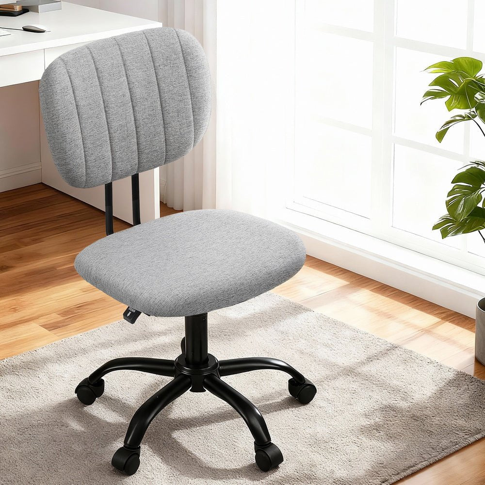 Armless Office Chair with Wheels, Ergonomic 360° Swivel Home Office Desk Chair, Height Adjustable Computer Task Chair with Fabric Back and Seat for Small Space, Grey - Furniture > Office > Office & Desk Chairs - Rivercity House & Home Co. (ABN 18 642 972 209) - Affordable Modern Furniture Australia