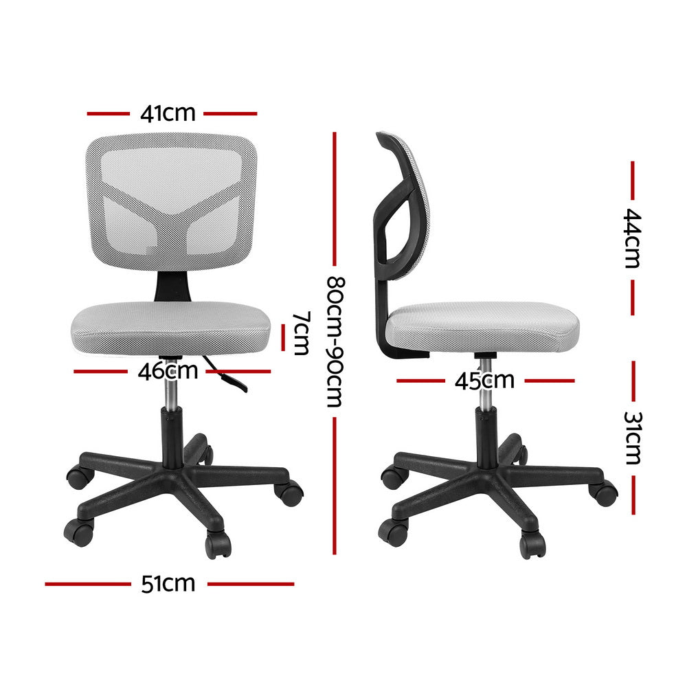 Armless Office Chair with Wheels, Ergonomic 360° Swivel Home Office Desk Chair, Height Adjustable Computer Task Chair with Fabric Back and Seat for Small Space, Grey - Furniture > Office > Office & Desk Chairs - Rivercity House & Home Co. (ABN 18 642 972 209) - Affordable Modern Furniture Australia
