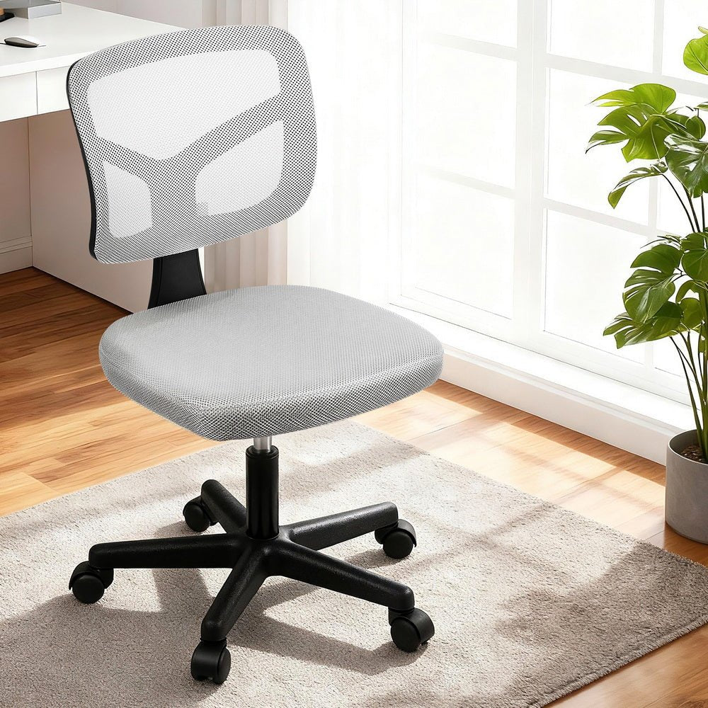 Armless Office Chair with Wheels, Ergonomic 360° Swivel Home Office Desk Chair, Height Adjustable Computer Task Chair with Fabric Back and Seat for Small Space, Grey - Furniture > Office > Office & Desk Chairs - Rivercity House & Home Co. (ABN 18 642 972 209) - Affordable Modern Furniture Australia