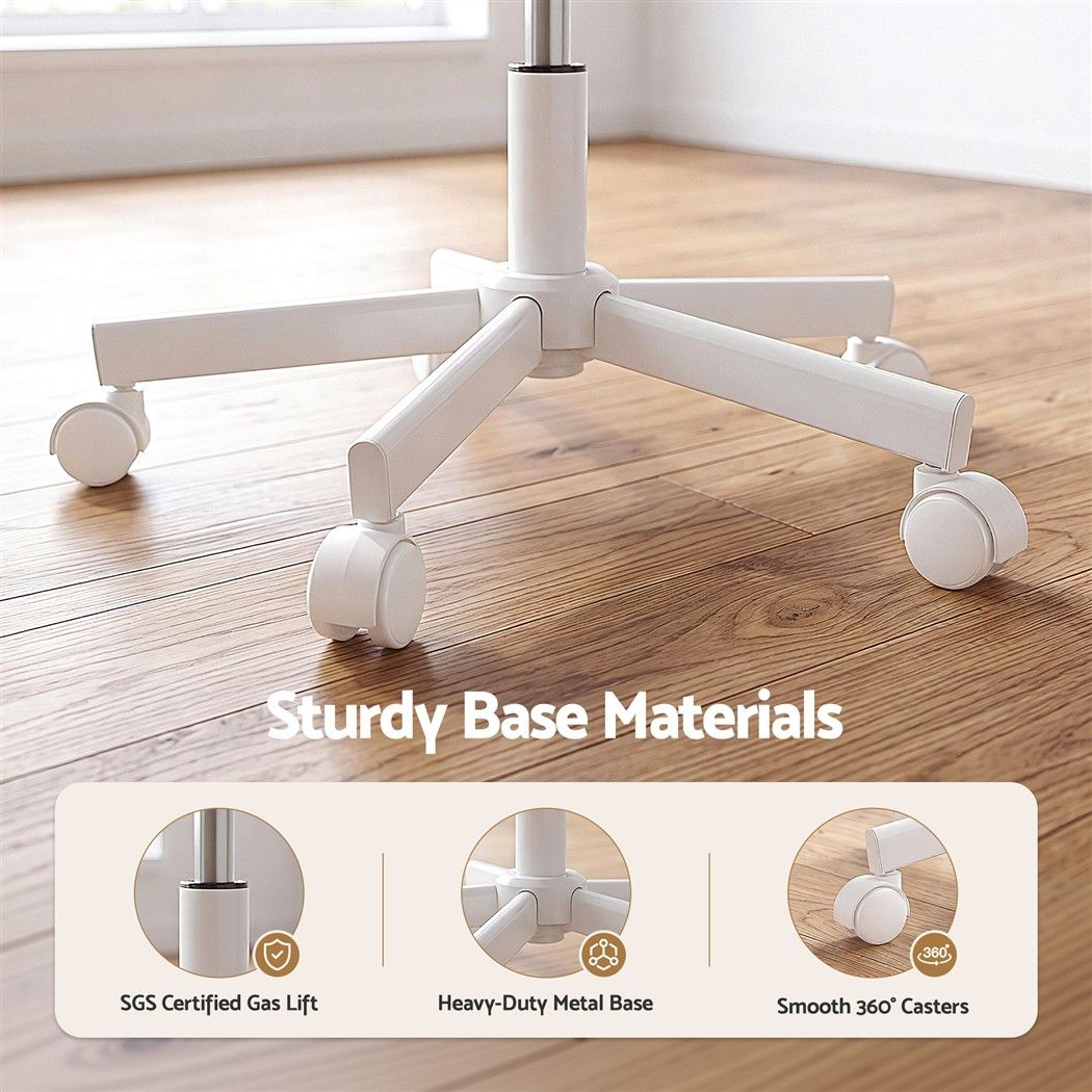 Armless Swivel Vanity Desk Office Chair with Wheels Teddy Fleece - White - Furniture > Office > Office & Desk Chairs - Rivercity House & Home Co. (ABN 18 642 972 209) - Affordable Modern Furniture Australia