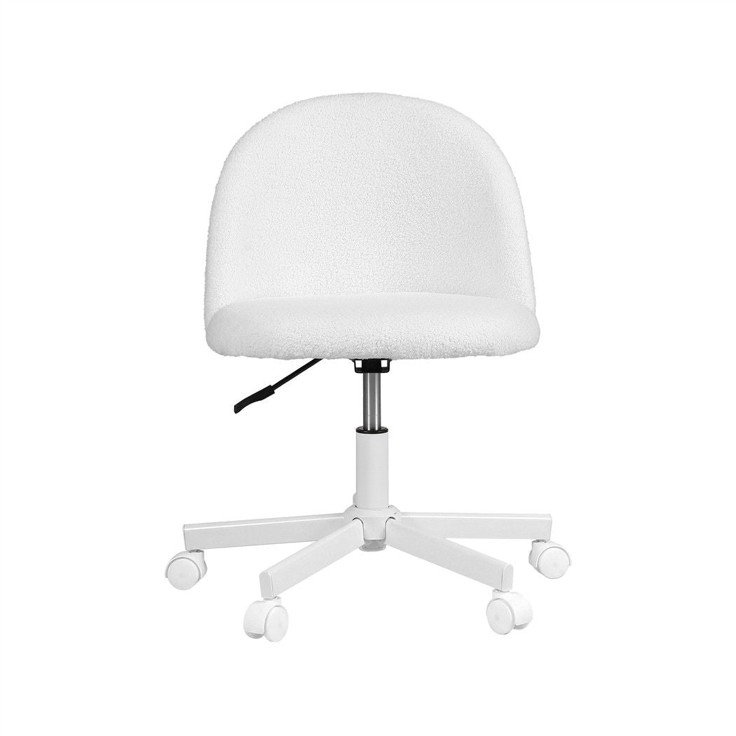 Armless Swivel Vanity Desk Office Chair with Wheels Teddy Fleece - White - Furniture > Office > Office & Desk Chairs - Rivercity House & Home Co. (ABN 18 642 972 209) - Affordable Modern Furniture Australia