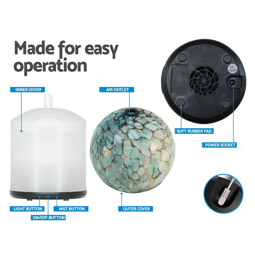 Aroma Diffuser Aromatherapy Glass 240ml - Appliances > Aroma Diffusers & Humidifiers > Aroma Diffusers - Rivercity House & Home Co. (ABN 18 642 972 209) - Affordable Modern Furniture Australia