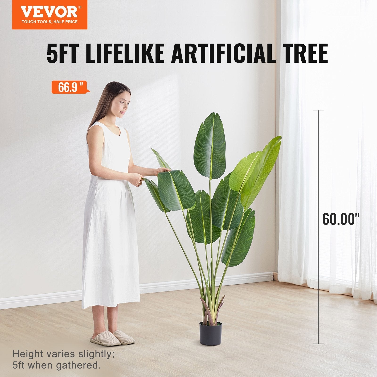 Artificial Birds of Paradise Tree 1.5m Tall with Anti-Tip Protection - Green - Home & Garden > Artificial Plants > Artificial Flowers & Plants - Rivercity House & Home Co. (ABN 18 642 972 209) - Affordable Modern Furniture Australia