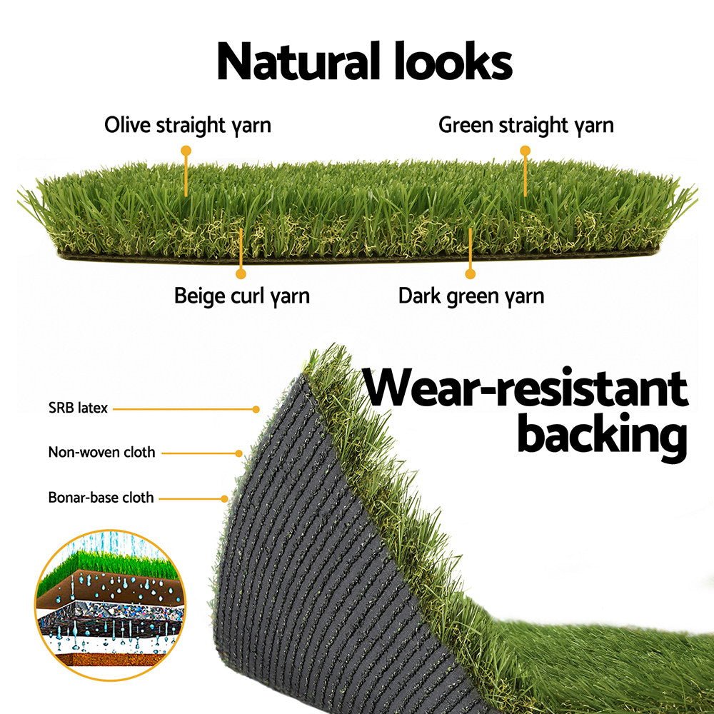 Artificial Grass 35mm 1mx10m Synthetic Fake Lawn Turf Plastic Plant 4 - coloured - Home & Garden > Artificial Plants - Rivercity House & Home Co. (ABN 18 642 972 209) - Affordable Modern Furniture Australia