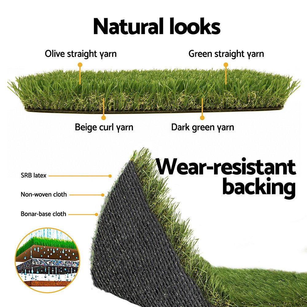 Artificial Grass 45mm 2mx5m Synthetic Fake Lawn Turf Plastic Plant 4 - coloured - Home & Garden > Artificial Plants - Rivercity House & Home Co. (ABN 18 642 972 209) - Affordable Modern Furniture Australia