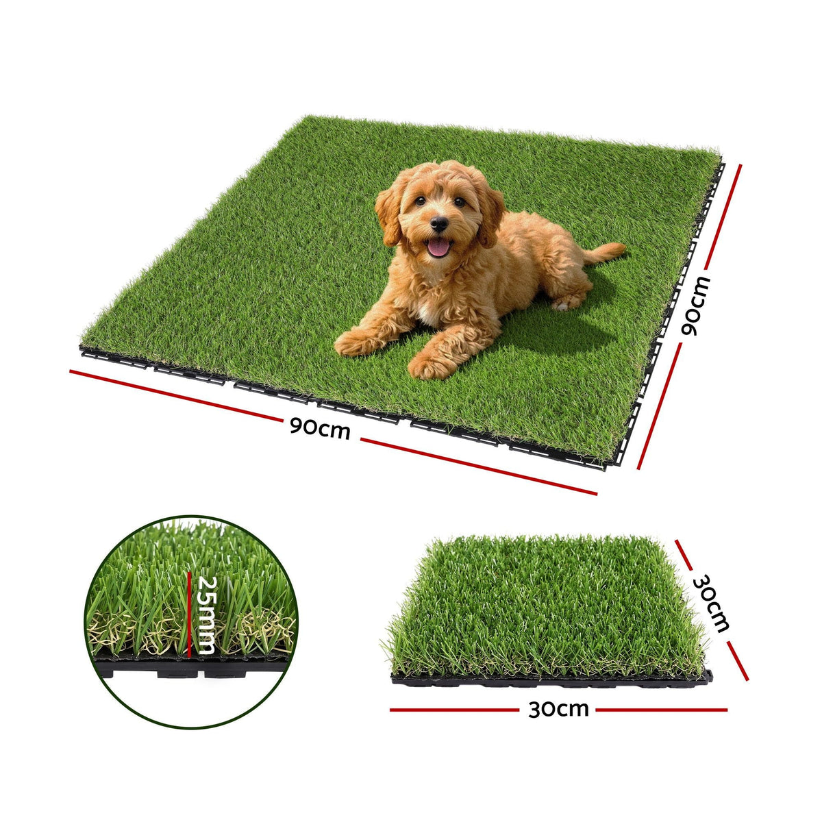 Artificial Grass Turf Tiles Interlocking Mat for Balcony and Pets 9 Pack - Home & Garden > Artificial Plants > Artificial Grass - Rivercity House & Home Co. (ABN 18 642 972 209) - Affordable Modern Furniture Australia