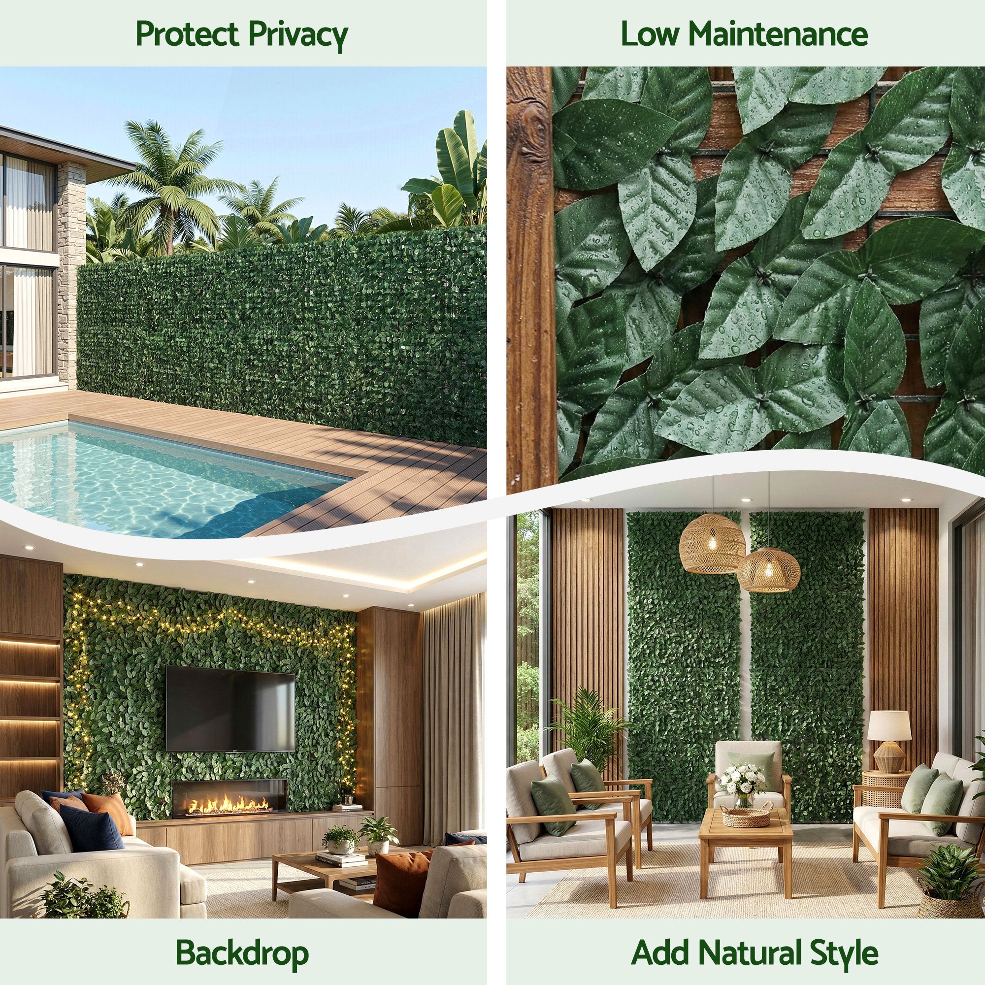 Artificial Ivy Privacy Fence Screen 100x600cm Interlocking Panels for Balcony Patio Garden - Green - Home & Garden > Artificial Plants > Artificial Wall Plants - Rivercity House & Home Co. (ABN 18 642 972 209) - Affordable Modern Furniture Australia