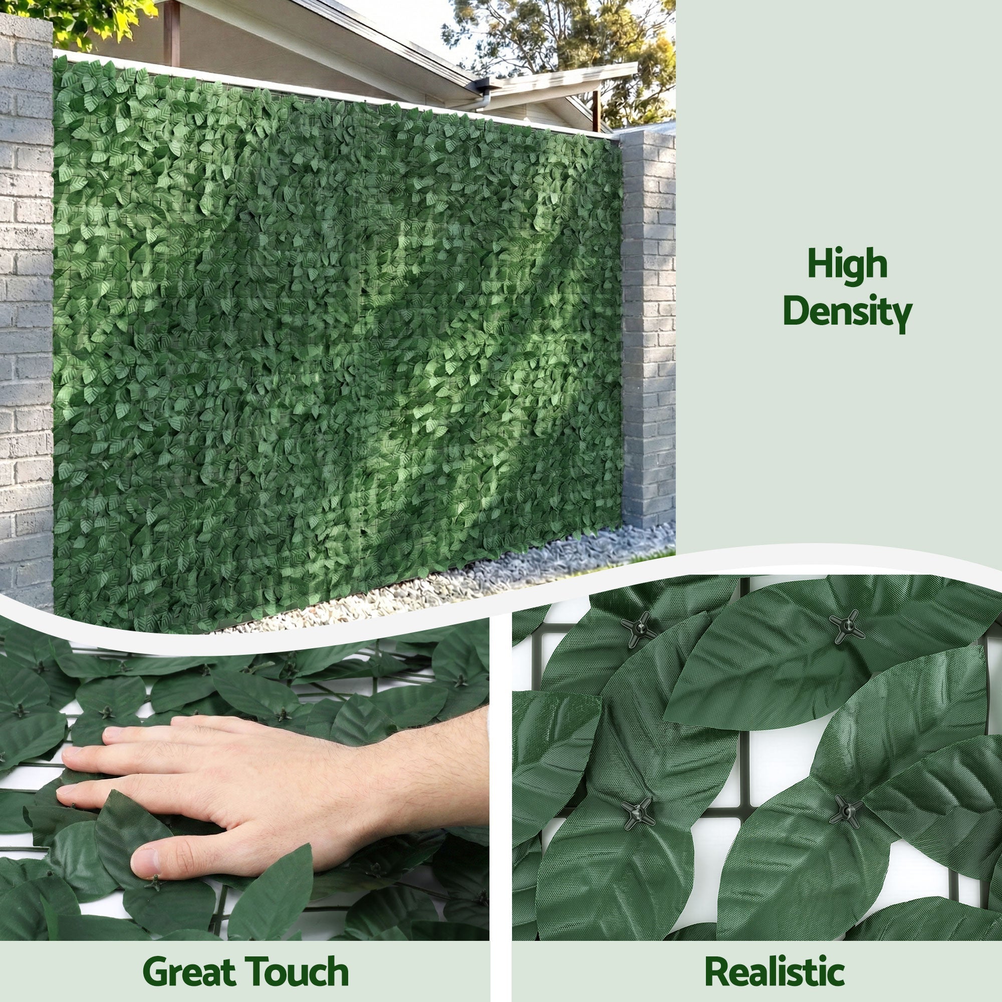 Artificial Ivy Privacy Fence Screen 100x600cm Interlocking Panels for Balcony Patio Garden - Green - Home & Garden > Artificial Plants > Artificial Wall Plants - Rivercity House & Home Co. (ABN 18 642 972 209) - Affordable Modern Furniture Australia