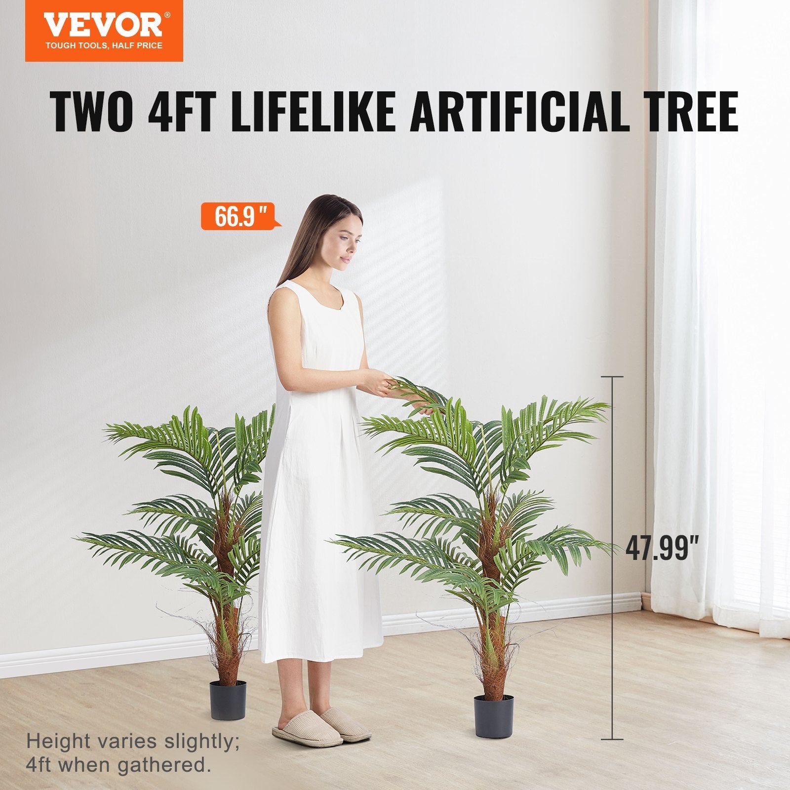 Artificial Palm Tree 1219mm Tall with Anti-Tip Protection and PE Material - Green - Home & Garden > Artificial Plants > Artificial Flowers & Plants - Rivercity House & Home Co. (ABN 18 642 972 209) - Affordable Modern Furniture Australia
