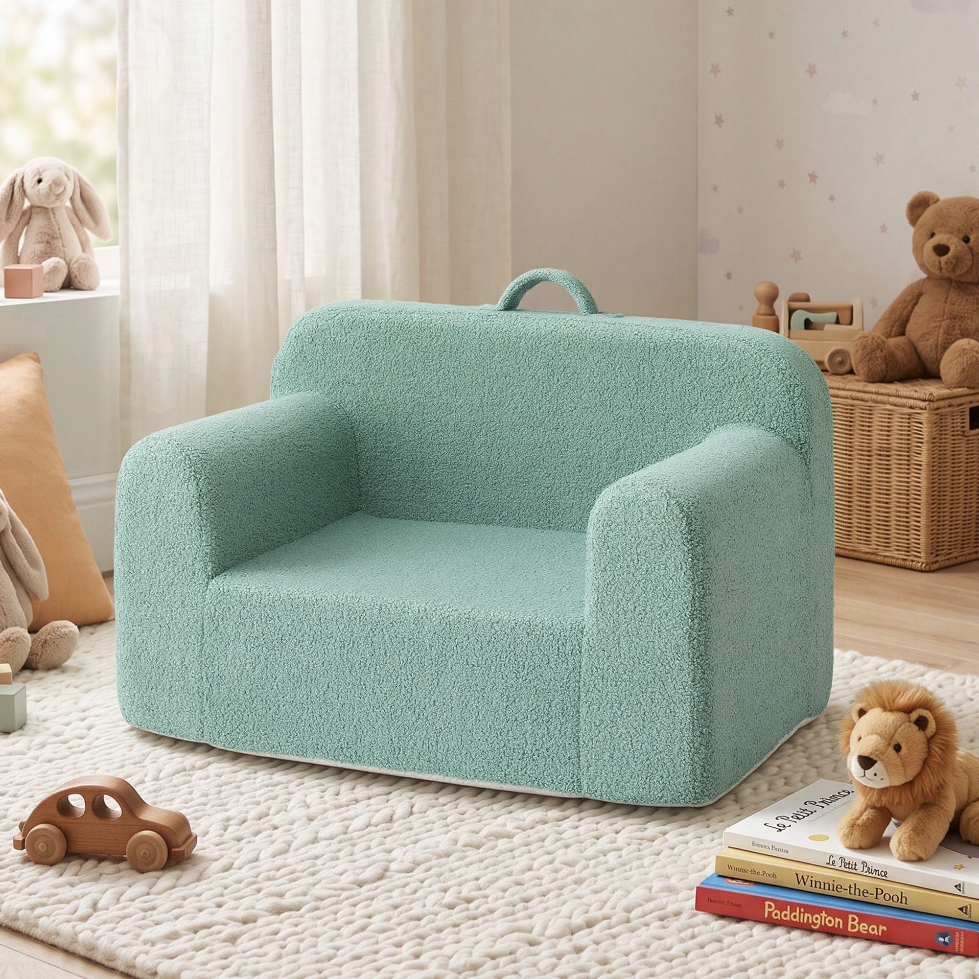 Artiss 1-Seater Kids Sofa with Carry Handle - Mint Green - Furniture > Sofas > Sofas & Sofa Beds - Rivercity House & Home Co. (ABN 18 642 972 209) - Affordable Modern Furniture Australia