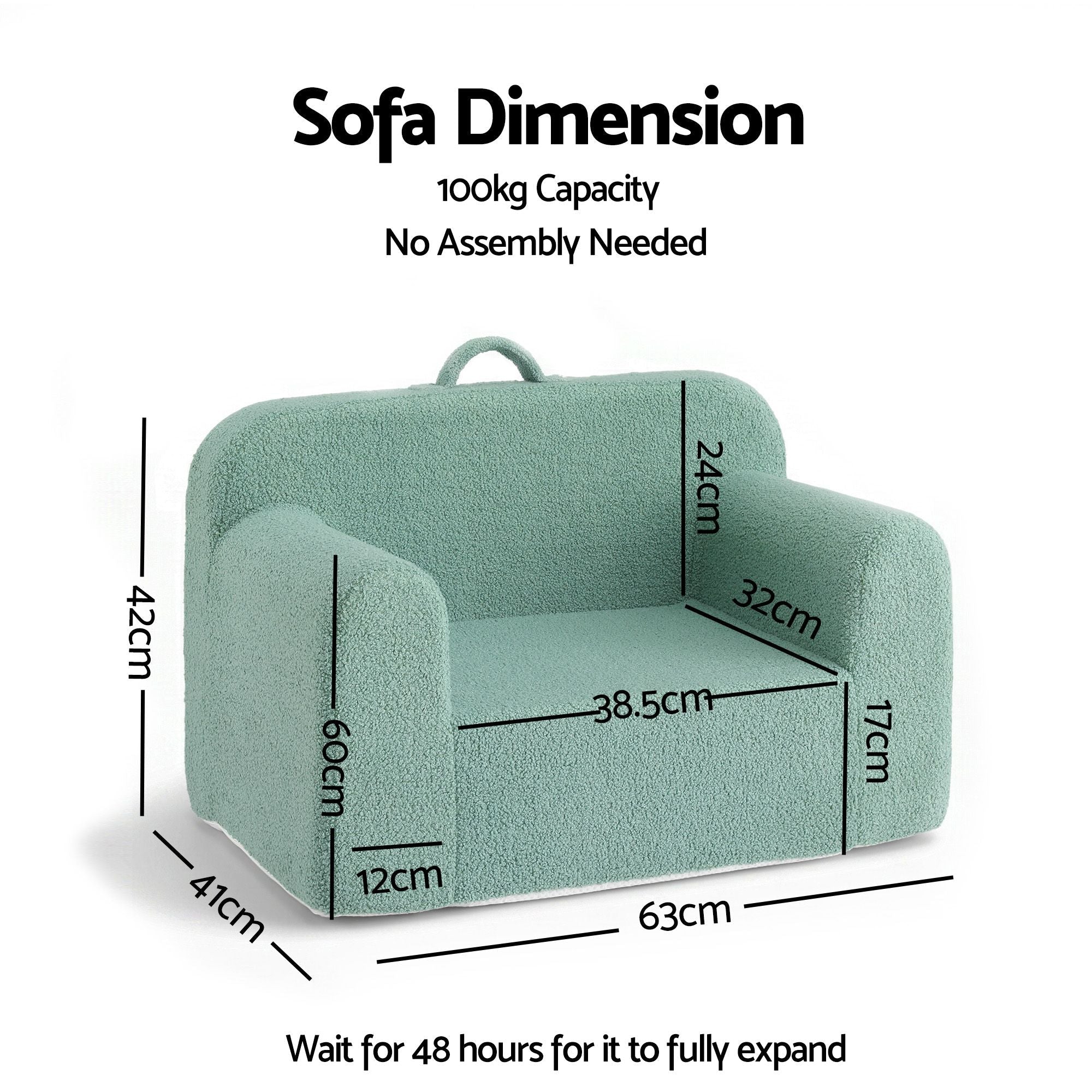 Artiss 1-Seater Kids Sofa with Carry Handle - Mint Green - Furniture > Sofas > Sofas & Sofa Beds - Rivercity House & Home Co. (ABN 18 642 972 209) - Affordable Modern Furniture Australia