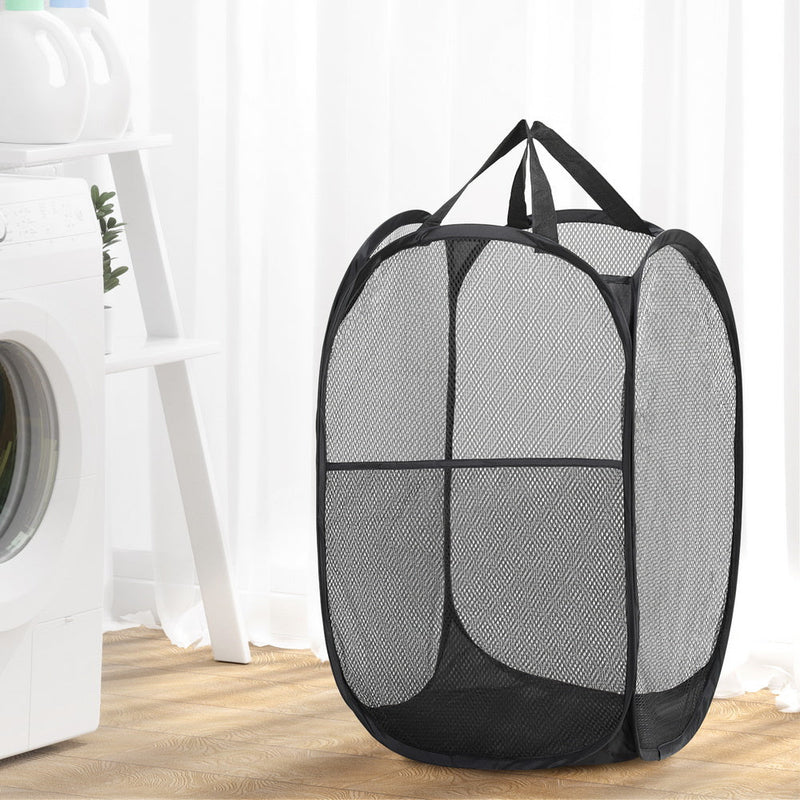 Artiss 2X Laundry Basket Hamper Foldable Black - Furniture > Bathroom - Rivercity House & Home Co. (ABN 18 642 972 209) - Affordable Modern Furniture Australia