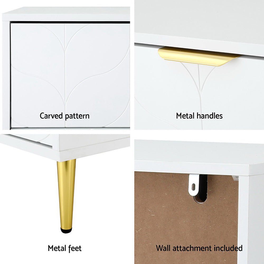 Artiss 3 Chest of Drawers Lowboy Cabinet White - Furniture > Bedroom > Dressers - Rivercity House & Home Co. (ABN 18 642 972 209) - Affordable Modern Furniture Australia