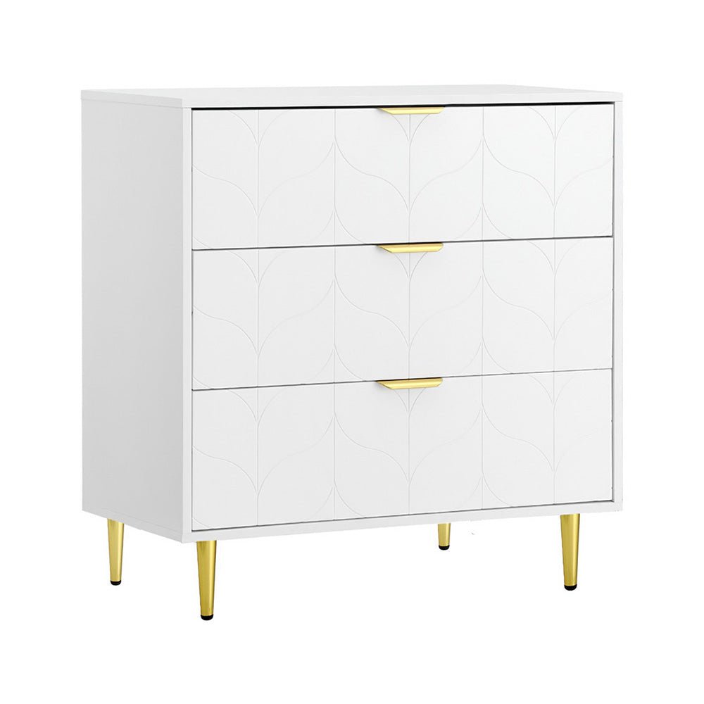 Artiss 3 Chest of Drawers Lowboy Cabinet White - Furniture > Bedroom > Dressers - Rivercity House & Home Co. (ABN 18 642 972 209) - Affordable Modern Furniture Australia