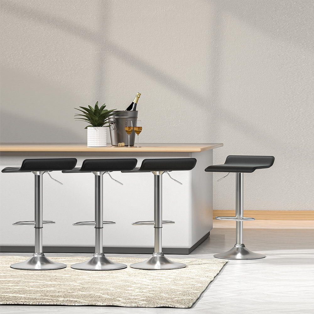 Artiss 4x Bar Stools Faux Leather Chair Black - Furniture > Bar Stools & Chairs - Rivercity House & Home Co. (ABN 18 642 972 209) - Affordable Modern Furniture Australia