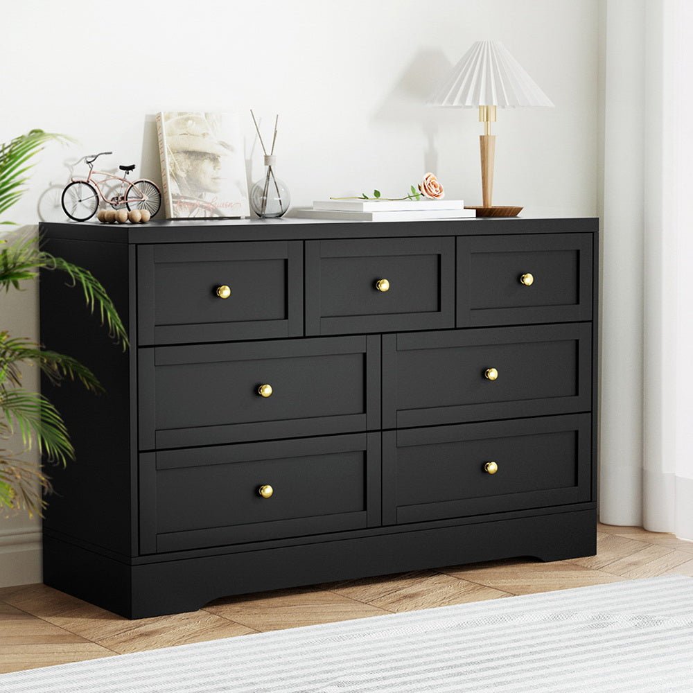 Artiss 7 Chest of Drawers Dresser Table Black - Furniture > Bedroom > Dressers - Rivercity House & Home Co. (ABN 18 642 972 209) - Affordable Modern Furniture Australia